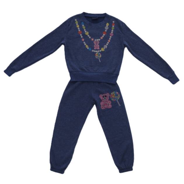 FIREHOUSE NAVY NECKLACE CREWNECK SET - 4T