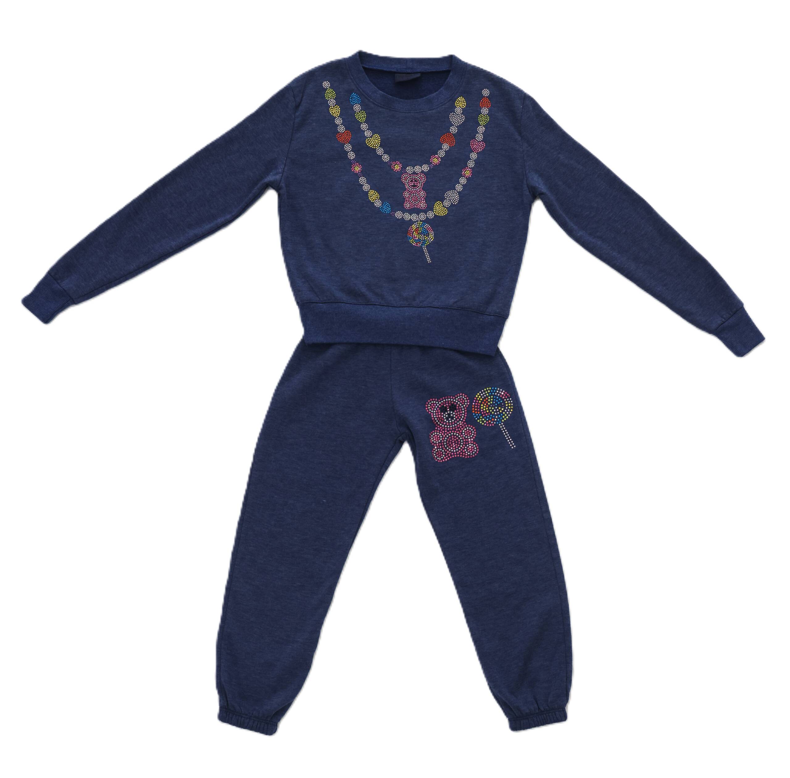 FIREHOUSE NAVY NECKLACE CREWNECK SET - 4T
