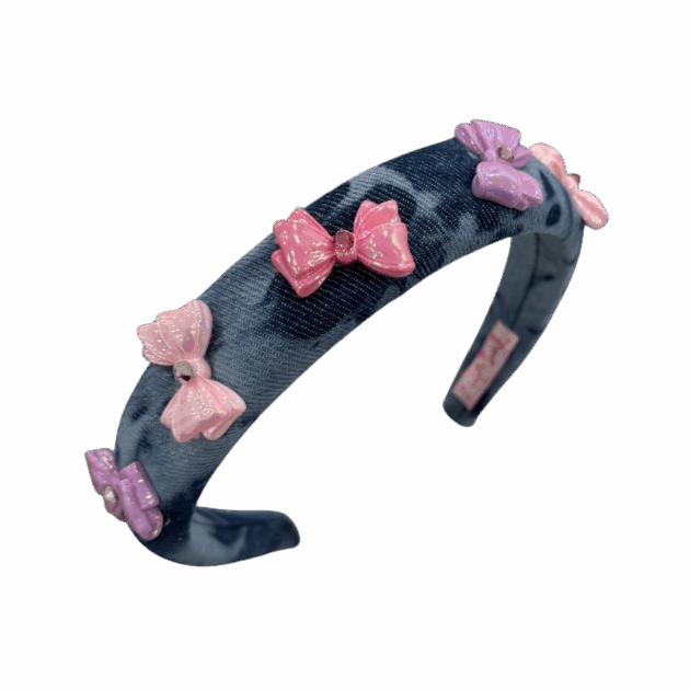 Denim Tie Dye All Over Bows Headband