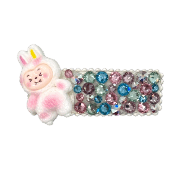 Lafufu White & Pastel Crystal Clip