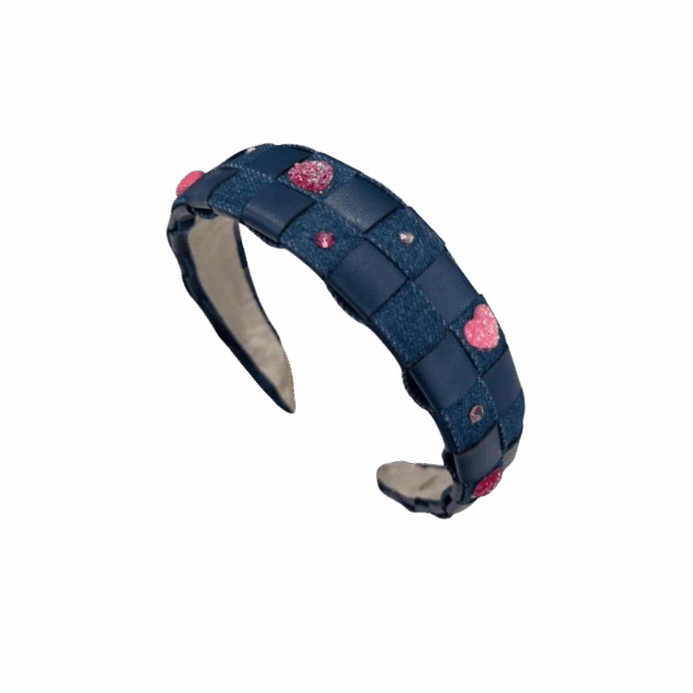 Woven Glitter Hearts Headband