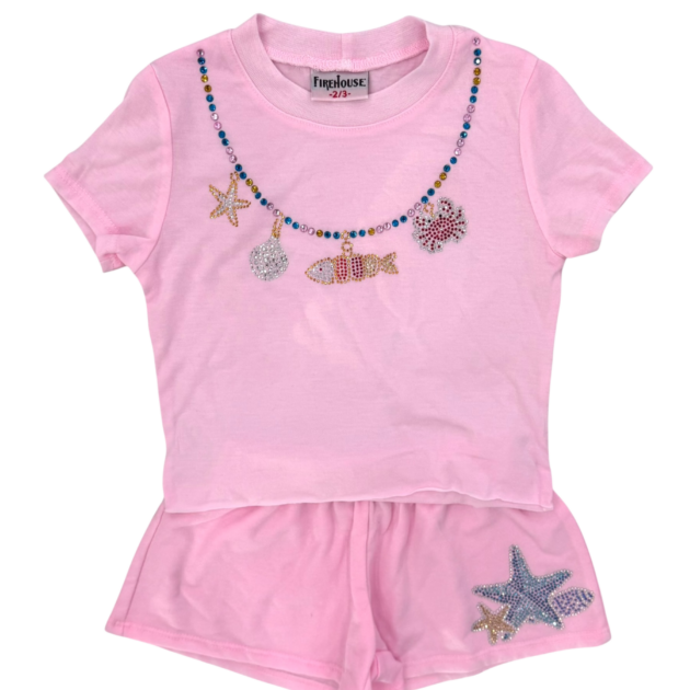 Seashell Necklace Ice Pink Short Set
