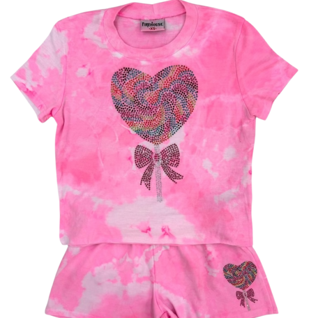 Firehouse Lollipop Swirl Pink Cloud Short Set