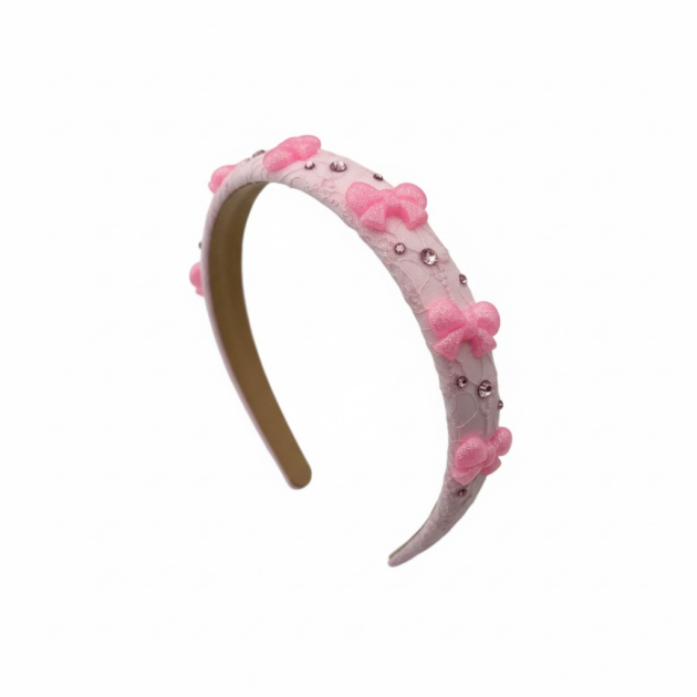 Bari Lynn Pink Eyelet Glitter Bows Headband
