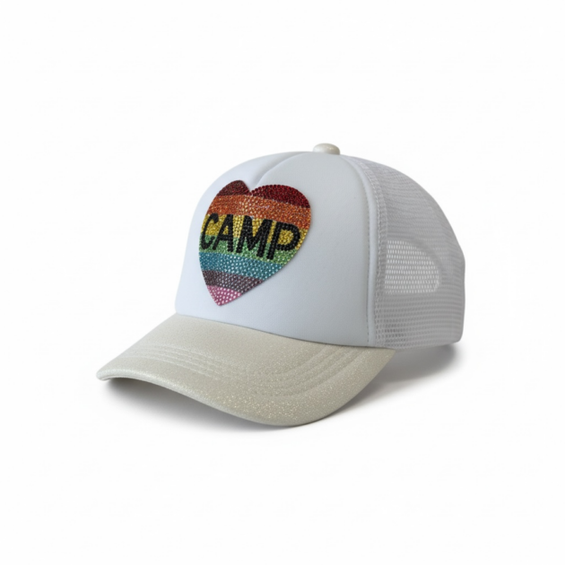 Bari Lynn Crystal CAMP Iridescent Trucker Hat