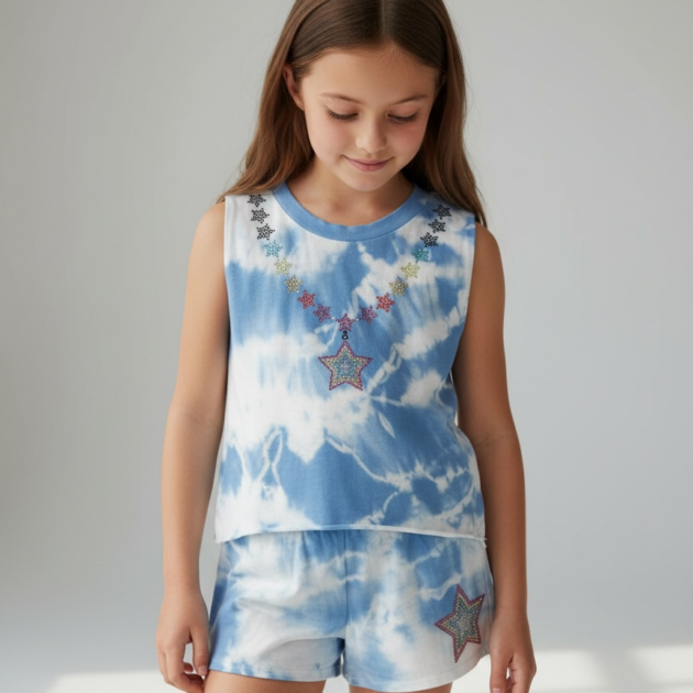 Firehouse Ice Blue Cloud Star Necklace Set