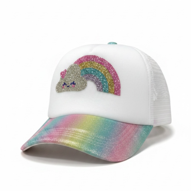 Bari Lynn Rainbow Iridescent Trucker Hat