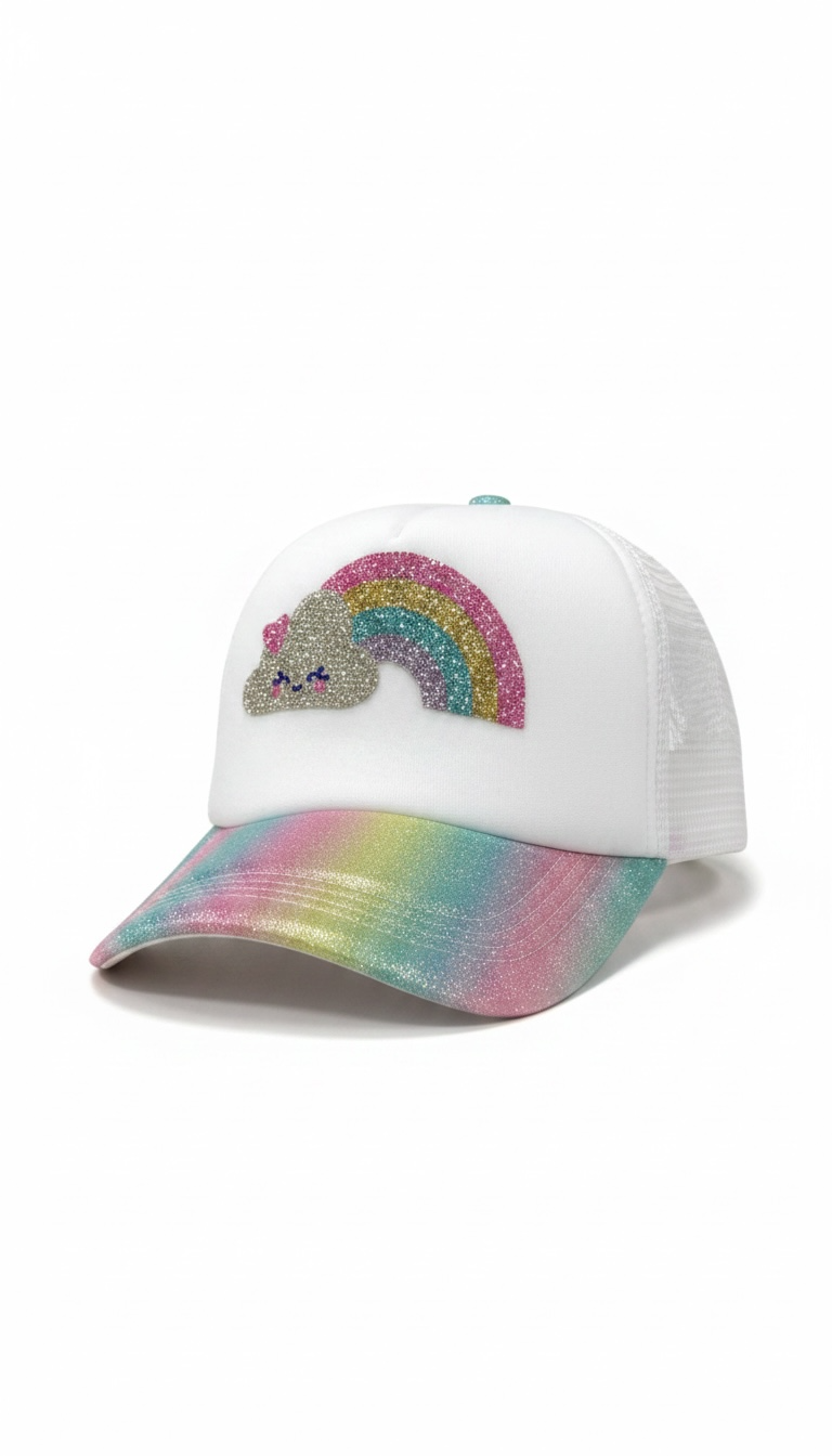Bari Lynn Rainbow Iridescent Trucker Hat