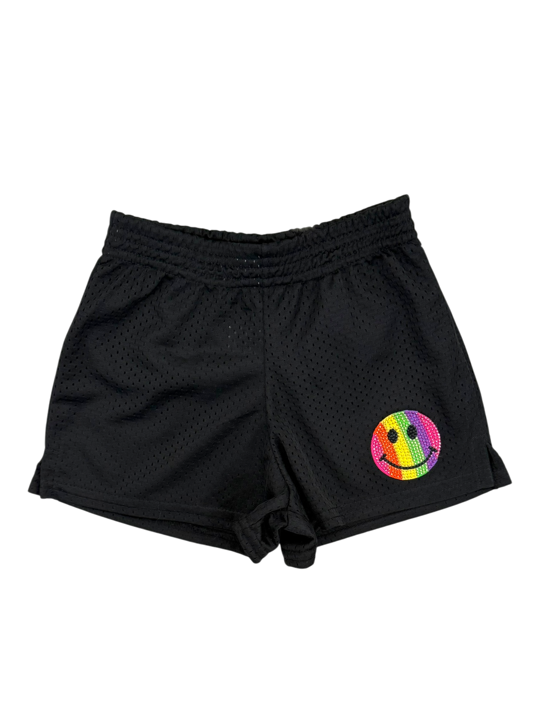Dori Creations Black Mesh Shorts w/ Neon Smiley - Image 2