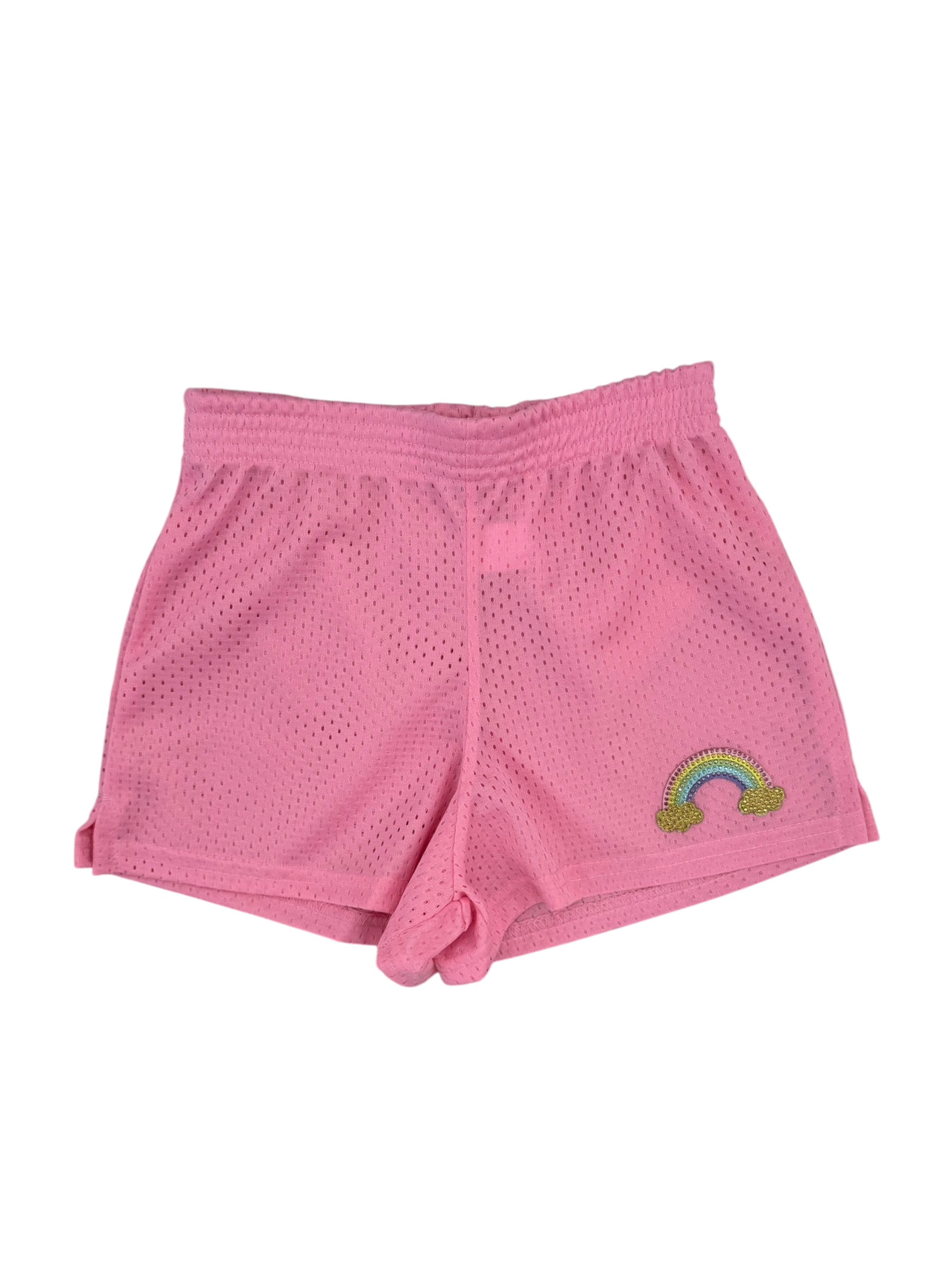Dori Creations Pink Mesh Shorts w/ Pastel Rainbow - Image 2