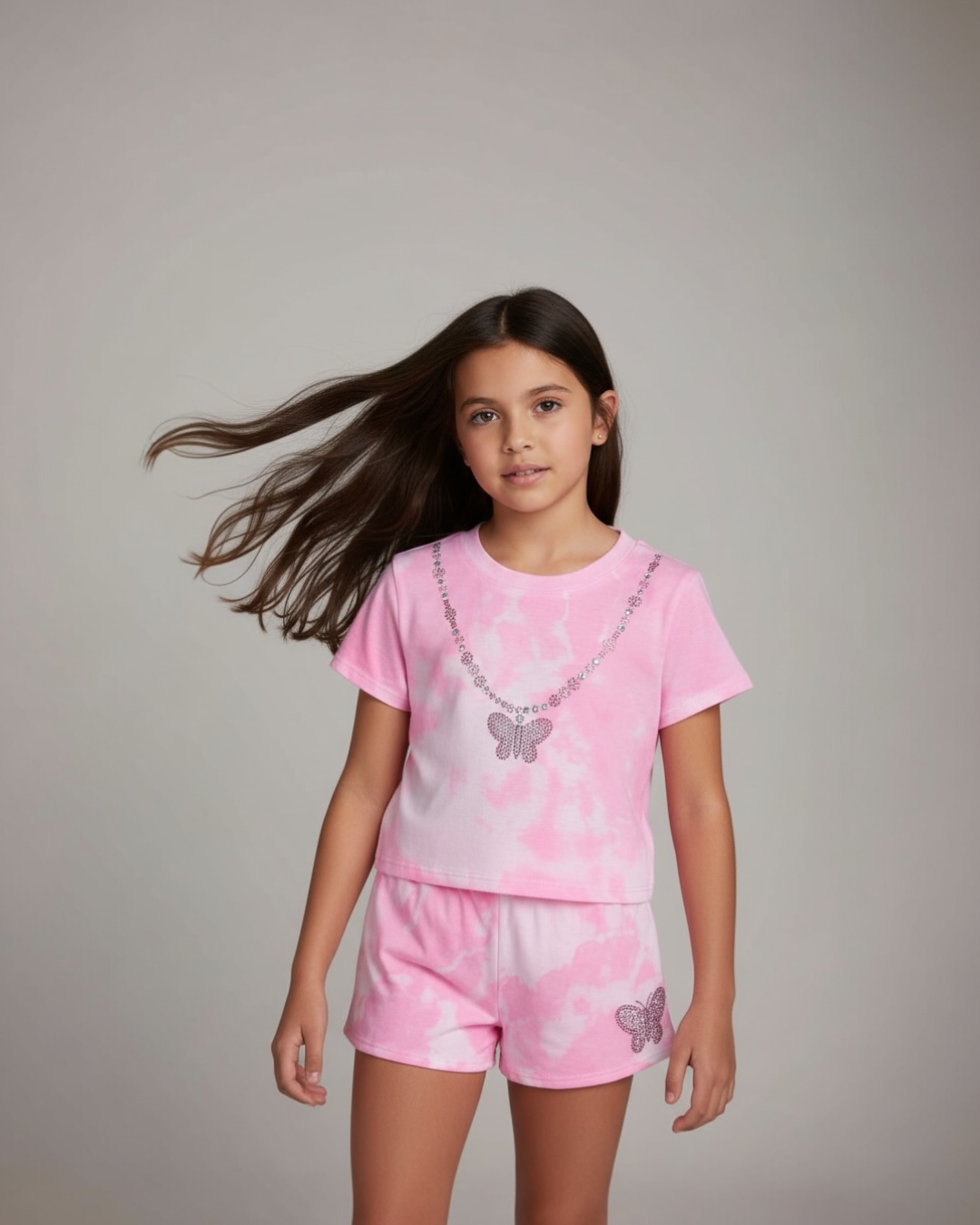 Firehouse Neon Pink Cloud Butterfly Necklace Set