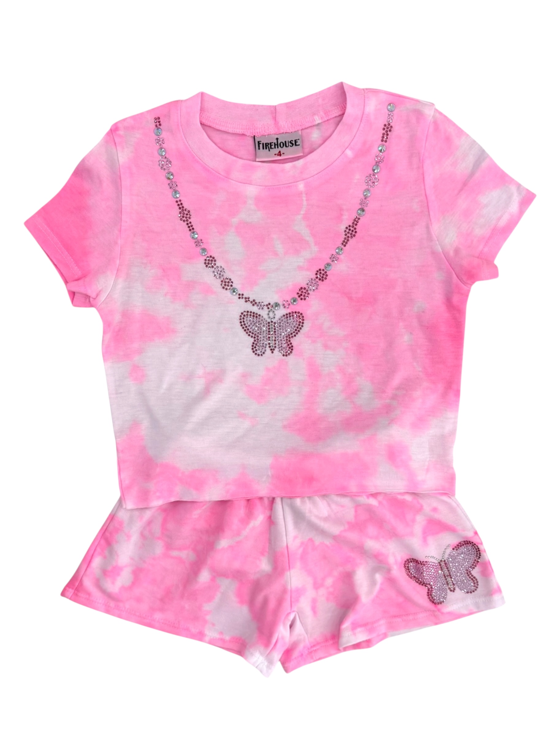 Firehouse Neon Pink Cloud Butterfly Necklace Set - Image 2