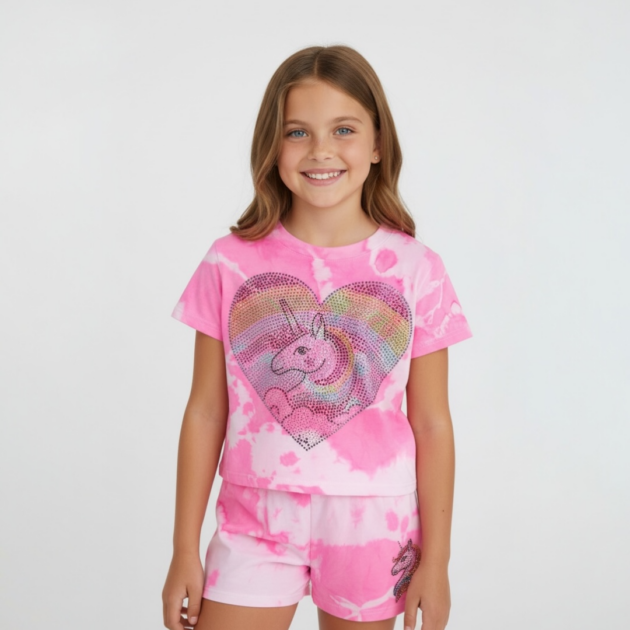 Firehouse Pink Cloud Unicorn in a Heart Set