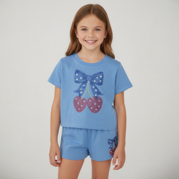 Firehouse Ice Blue Star Spangled Cherries Set