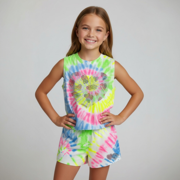 Firehouse Aspen Tie Dye Shooting Hearts Tank Set