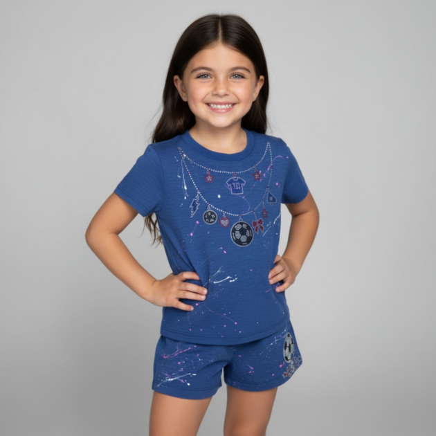 Firehouse Royal Blue Splatter USA Soccer Necklace Set