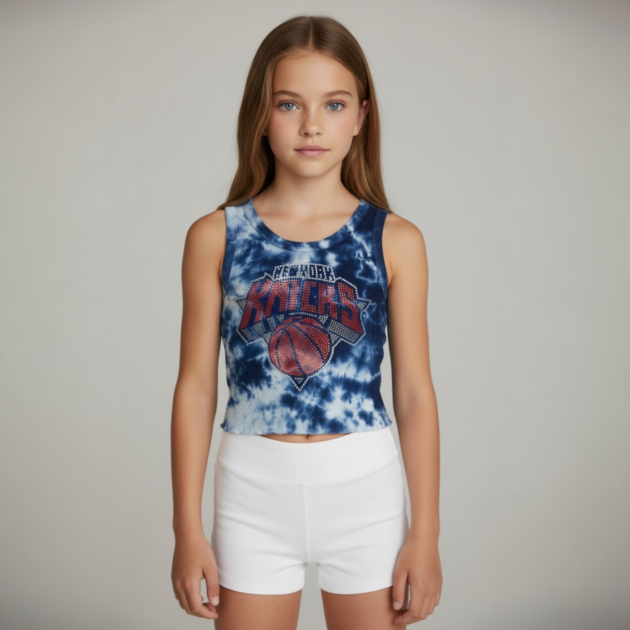Sports Team Navy Cloud Ribbed Tank