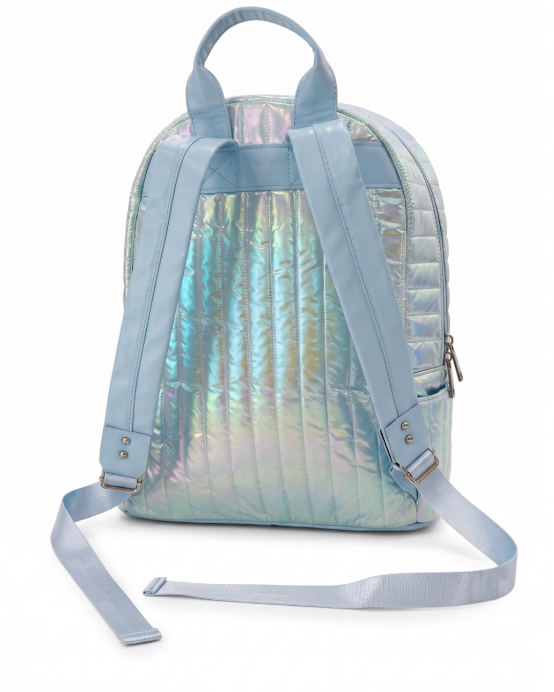 Bari Lynn Plush Charm Shiny Blue Backpack - Image 2
