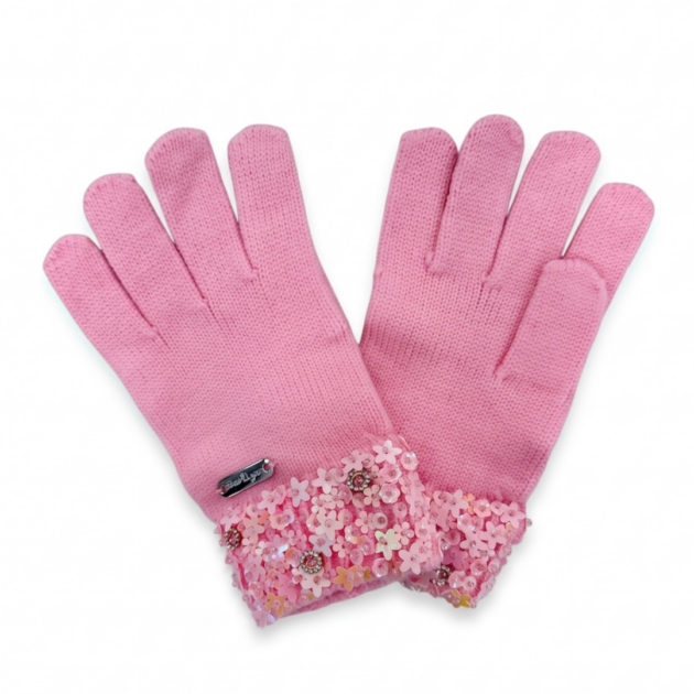 Bari Lynn Flower Jeweled Gloves