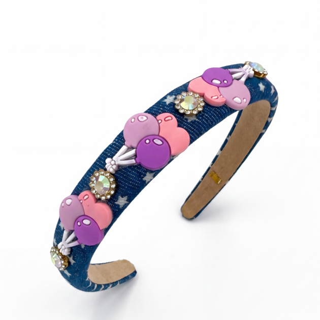 Bari Lynn Birthday Girl Denim Stars Headband