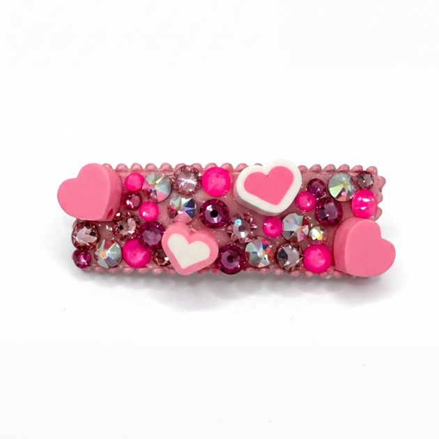 Bari Lynn Crystalized Hearts Snap Clip