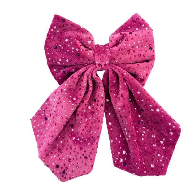 Bari Lynn Hot Pink Crystalized All Over Tailbow
