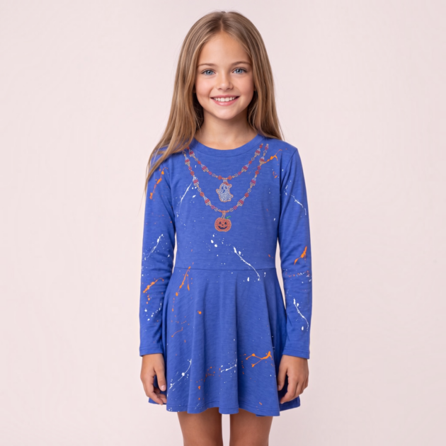 Firehouse Halloween Candy Necklace Splatter Dress